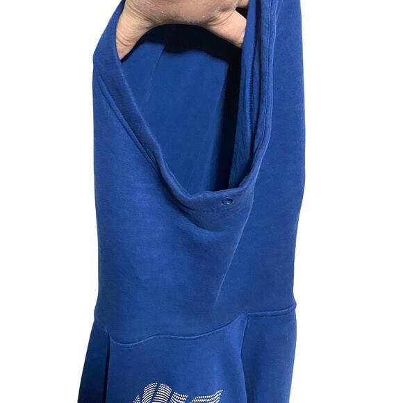 Vintage Nike Spell Out Swoosh Blue White Hoodie Sweatshirt Funnel Neck Womens S - Picture 5 of 9